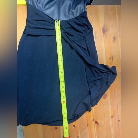 Anthropologie Bailey 44 Navy Blue Dress w Stretch, Faux Leather Upper - Picture 14 of 14